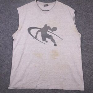 AND1 Tank Top Mens XL Gray Sleeveless Basketball Graphic Cutoff Shirt Athletic